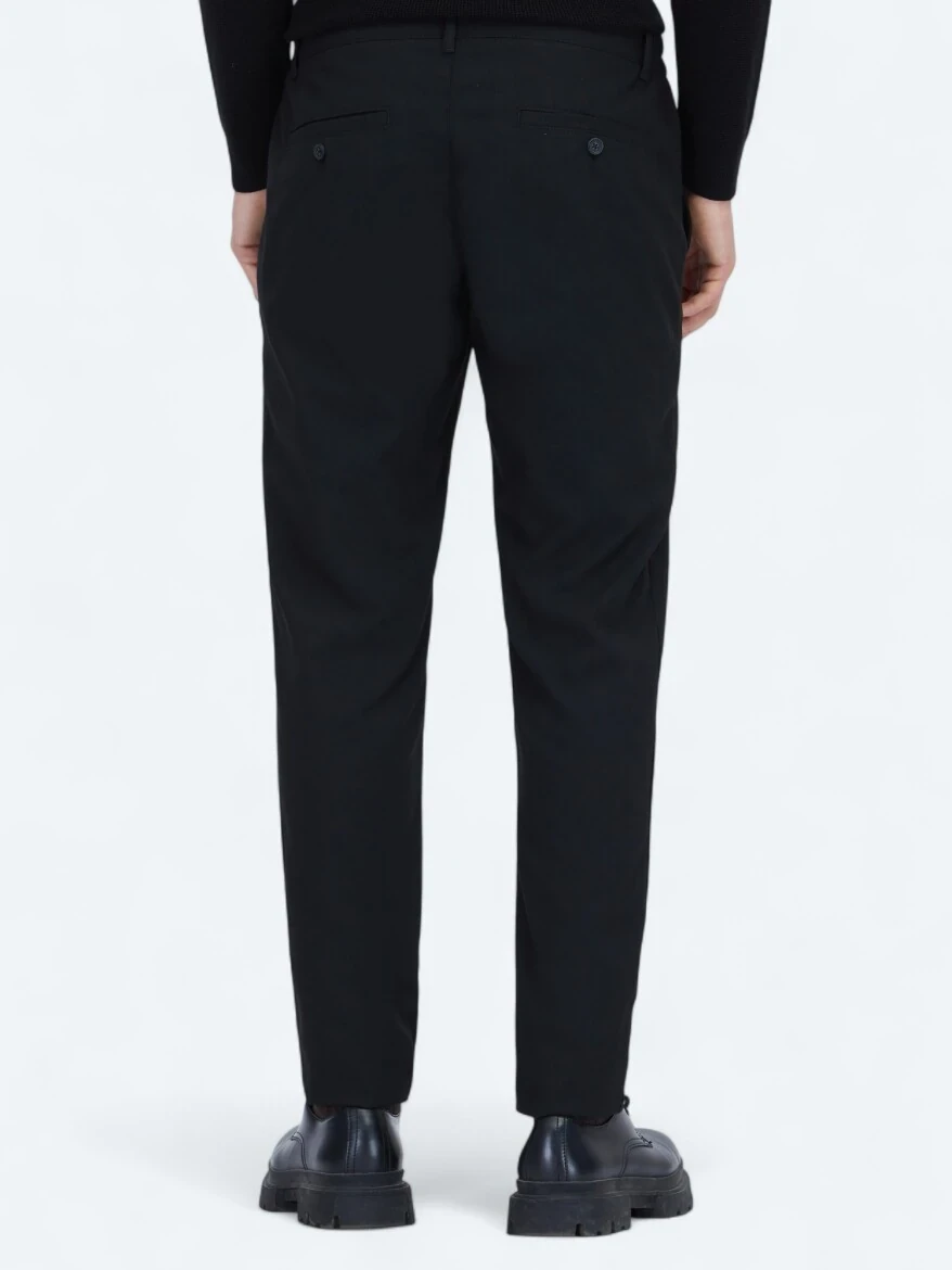 Black Weaving Jogging Fit Casual Trousers - KİP