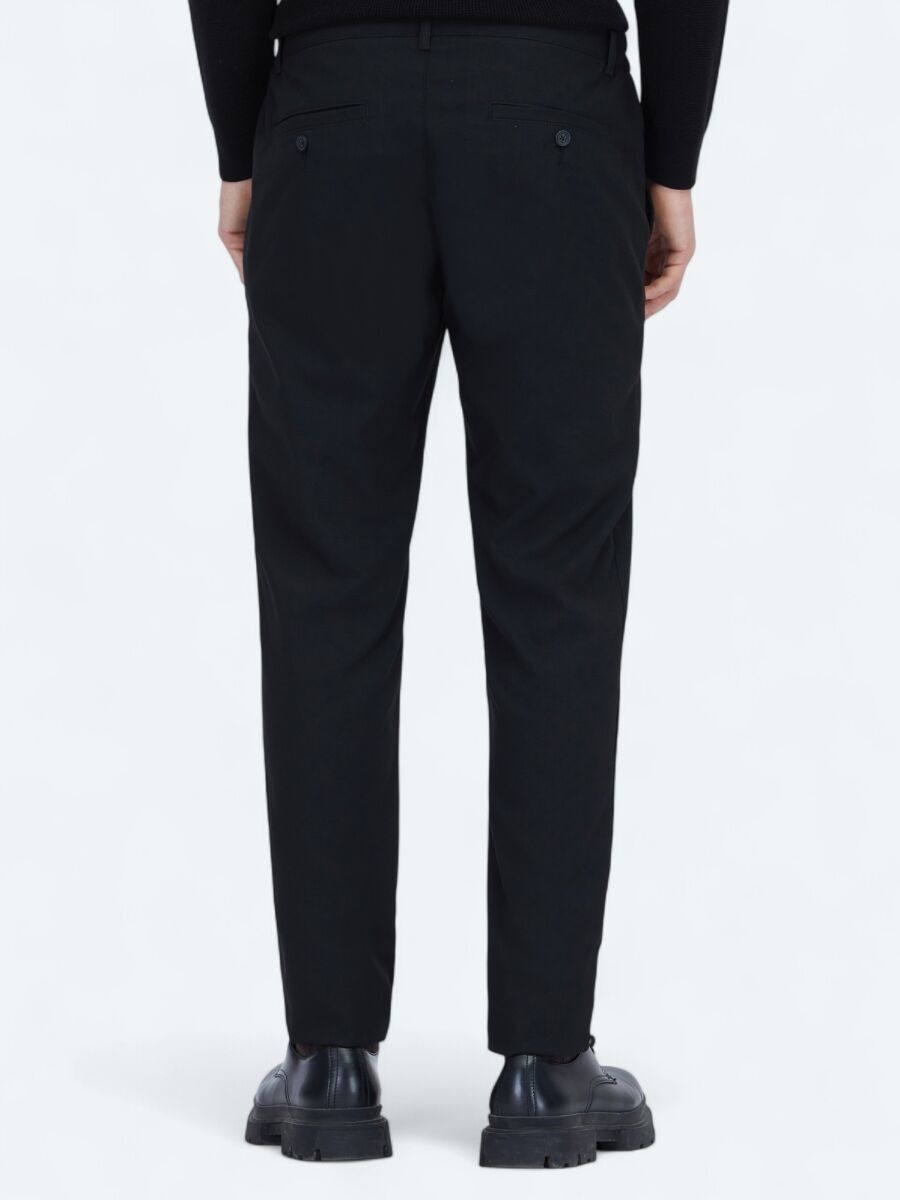 Black Weaving Jogging Fit Casual Trousers - 4