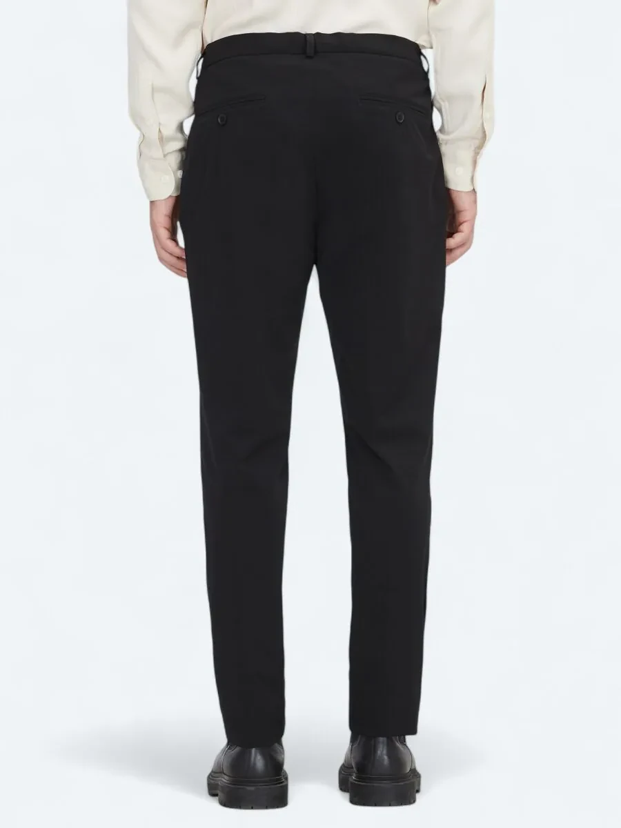 Black Weaving Jogging Fit Casual Trousers - 4