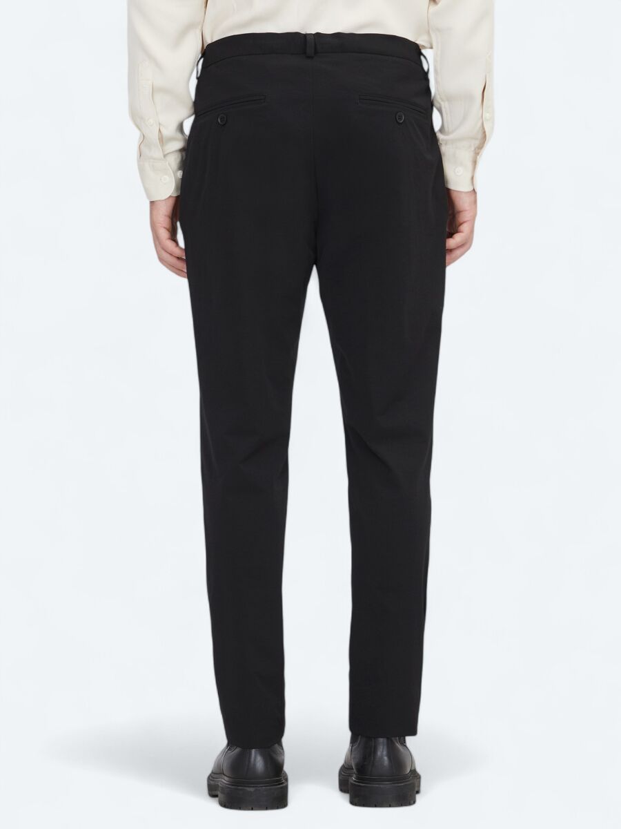 Black Weaving Jogging Fit Casual Trousers - 4