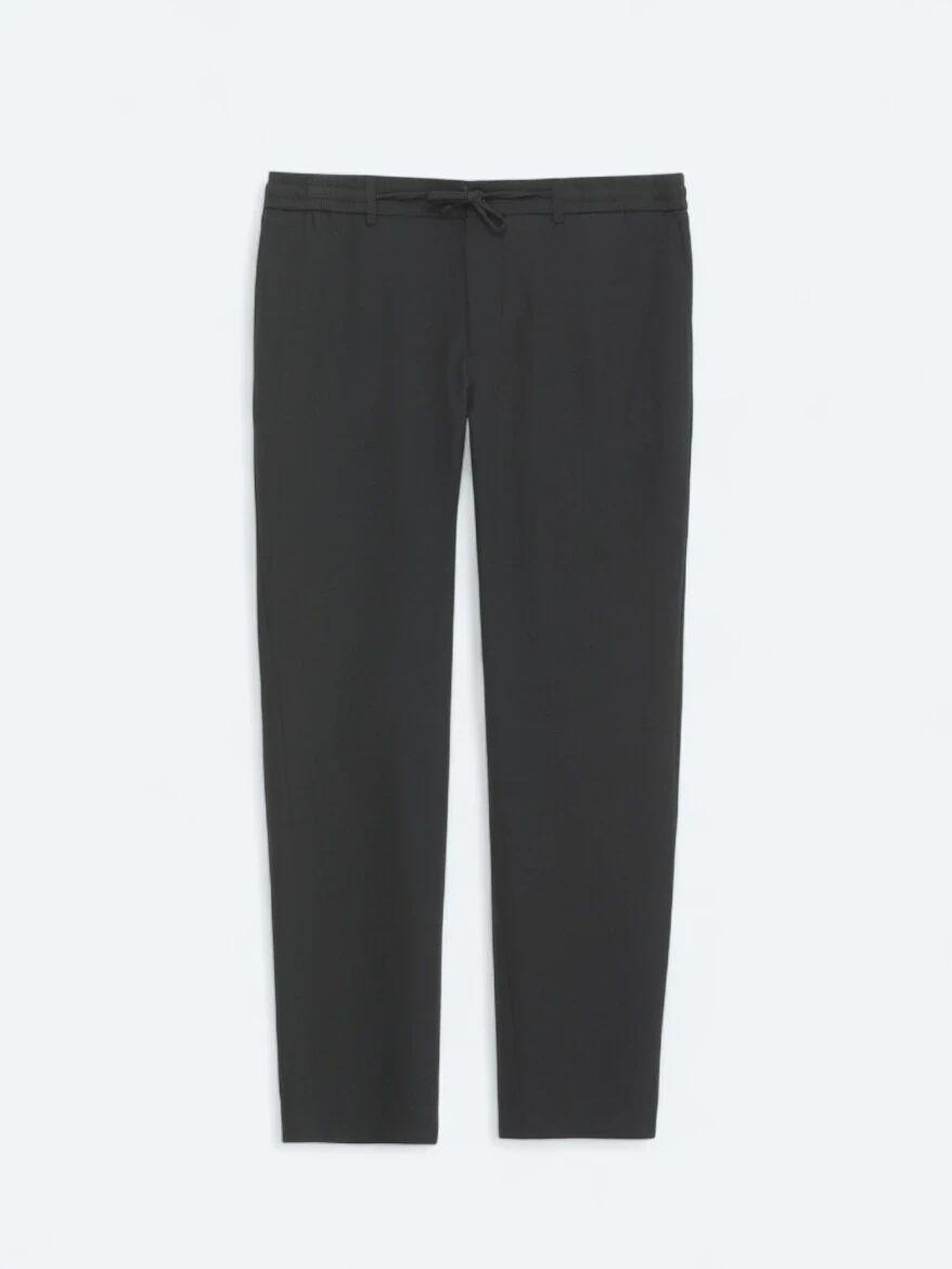 Black Weaving Jogging Fit Casual Trousers 