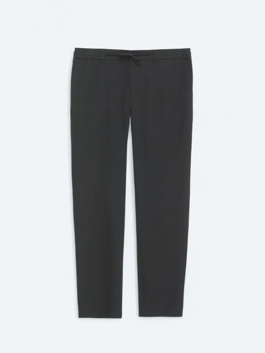 Black Weaving Jogging Fit Casual Trousers - 1