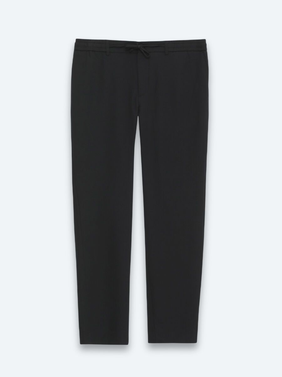 Black Weaving Jogging Fit Casual Trousers - 6