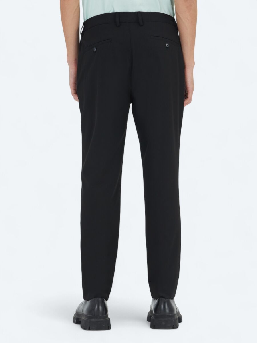 Black Weaving Jogging Fit Casual Trousers - 5