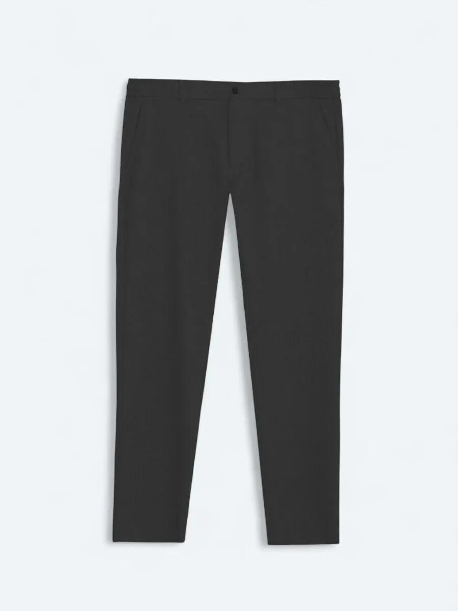 Black Weaving Jogging Fit Casual Trousers - 6