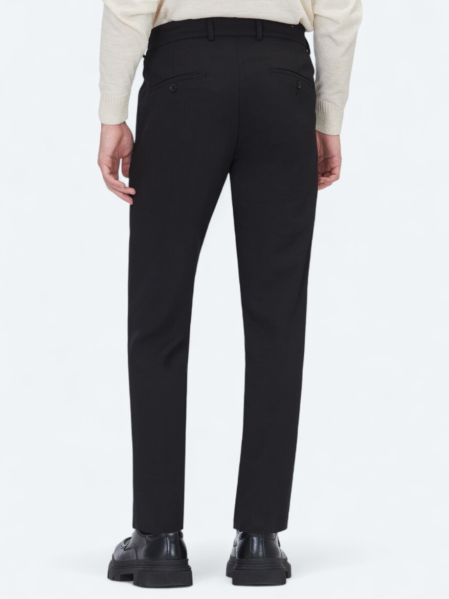 Black Weaving Jogging Fit Casual Trousers - 5