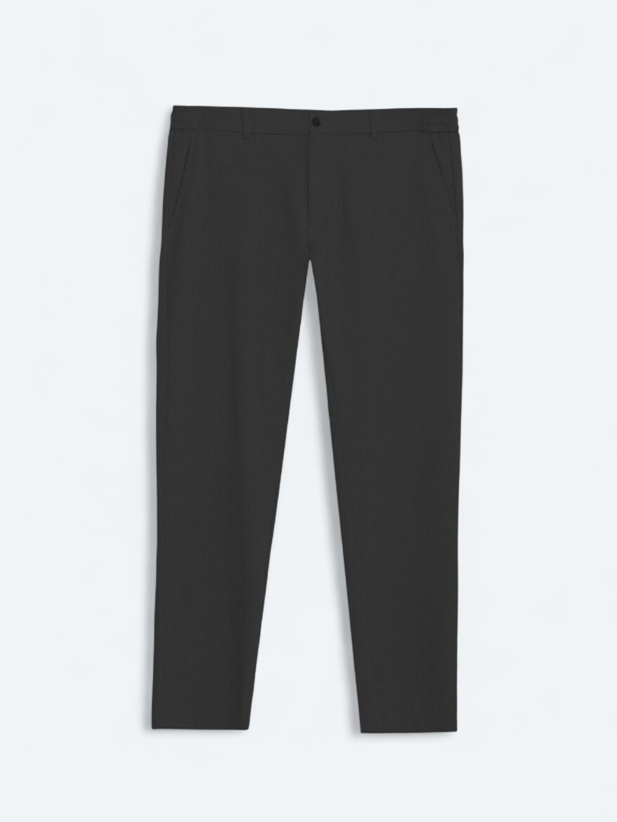 Black Weaving Jogging Fit Casual Trousers - 6