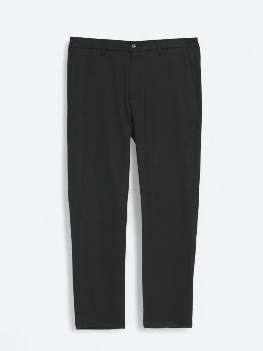 Black Weaving Jogging Fit Casual Trousers - 6