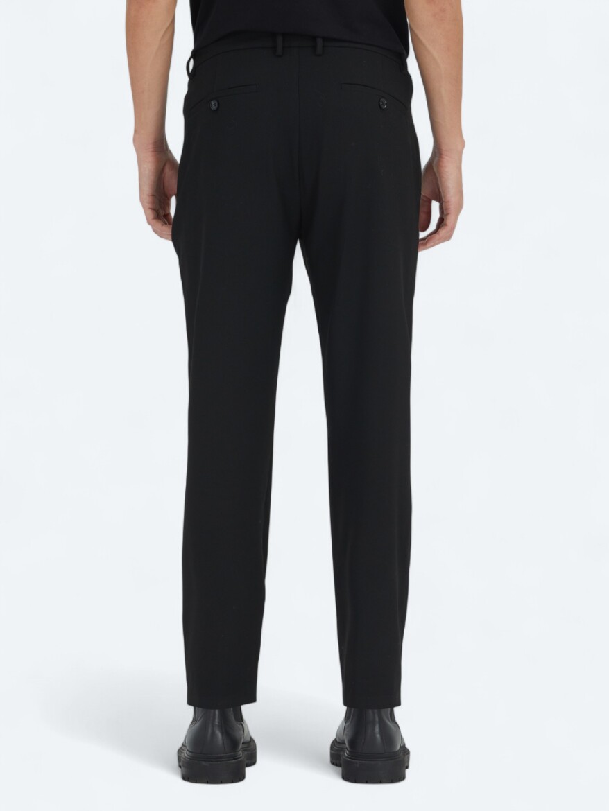 Black Weaving Jogging Fit Casual Trousers - 5
