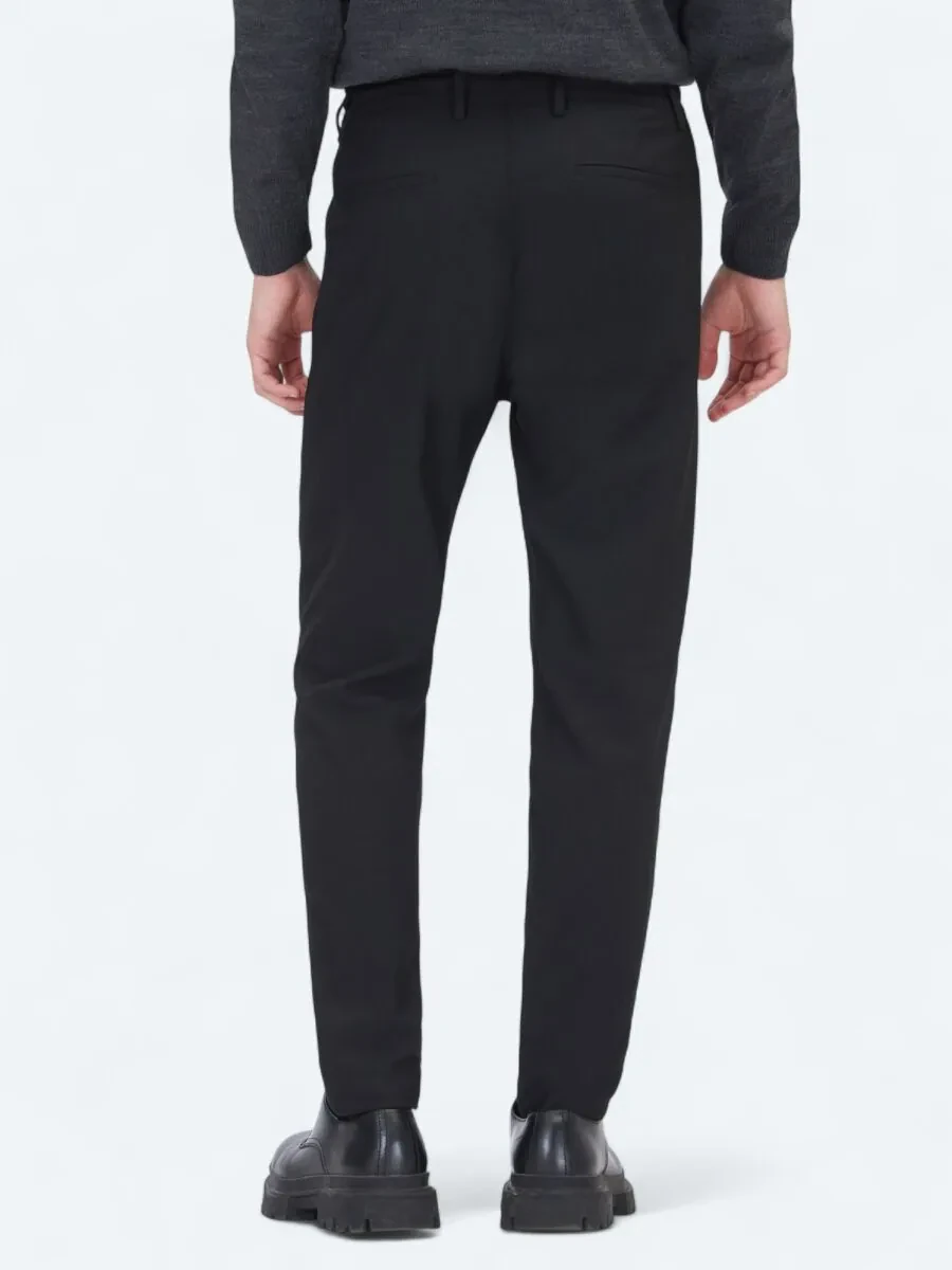 Black Weaving Jogging Fit Casual Trousers - 6