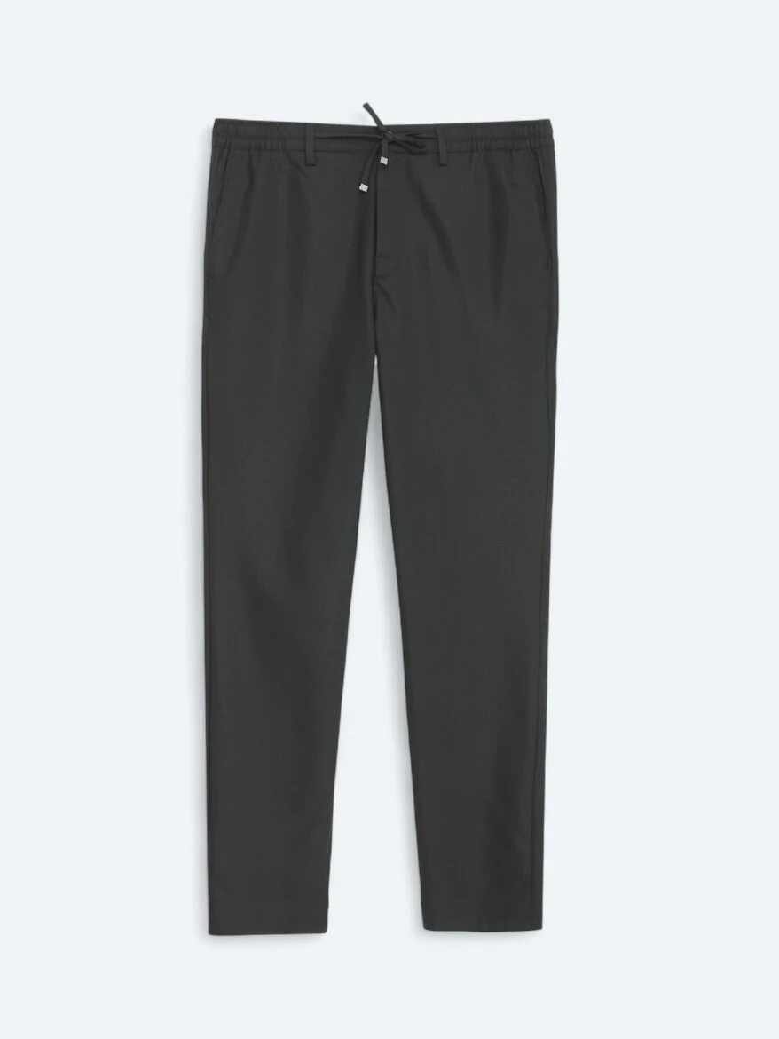 Black Weaving Jogging Fit Casual Trousers 