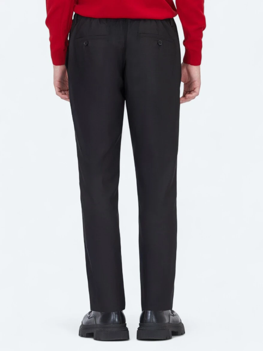 Black Weaving Jogging Fit Casual Trousers - 5