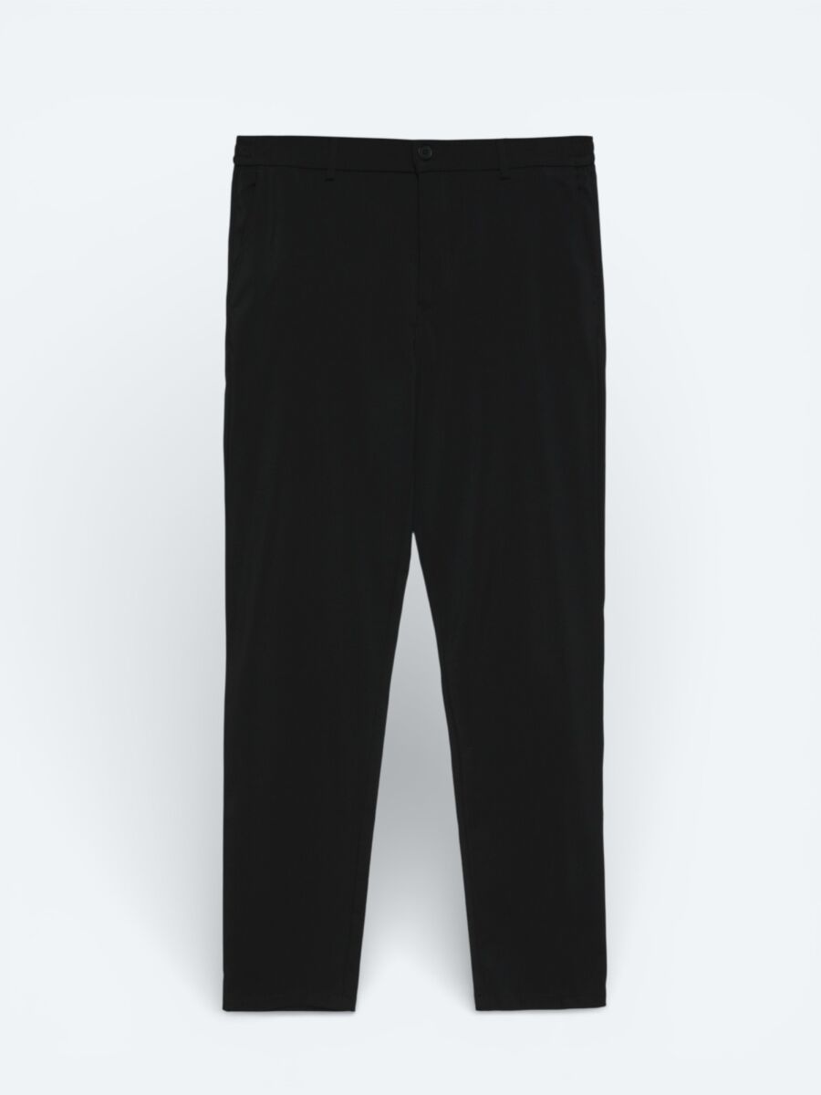 Black Weaving Jogging Fit Casual Trousers - 5