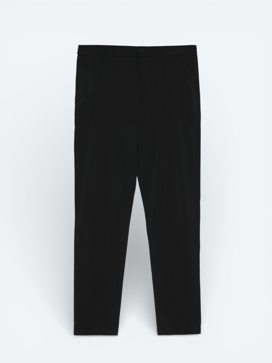 Black Weaving Jogging Fit Casual Trousers - 5