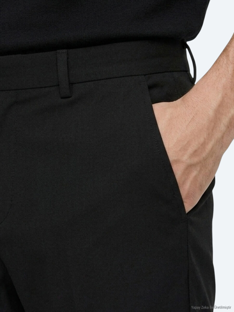 Black Weaving Jogging Fit Casual Trousers - 3