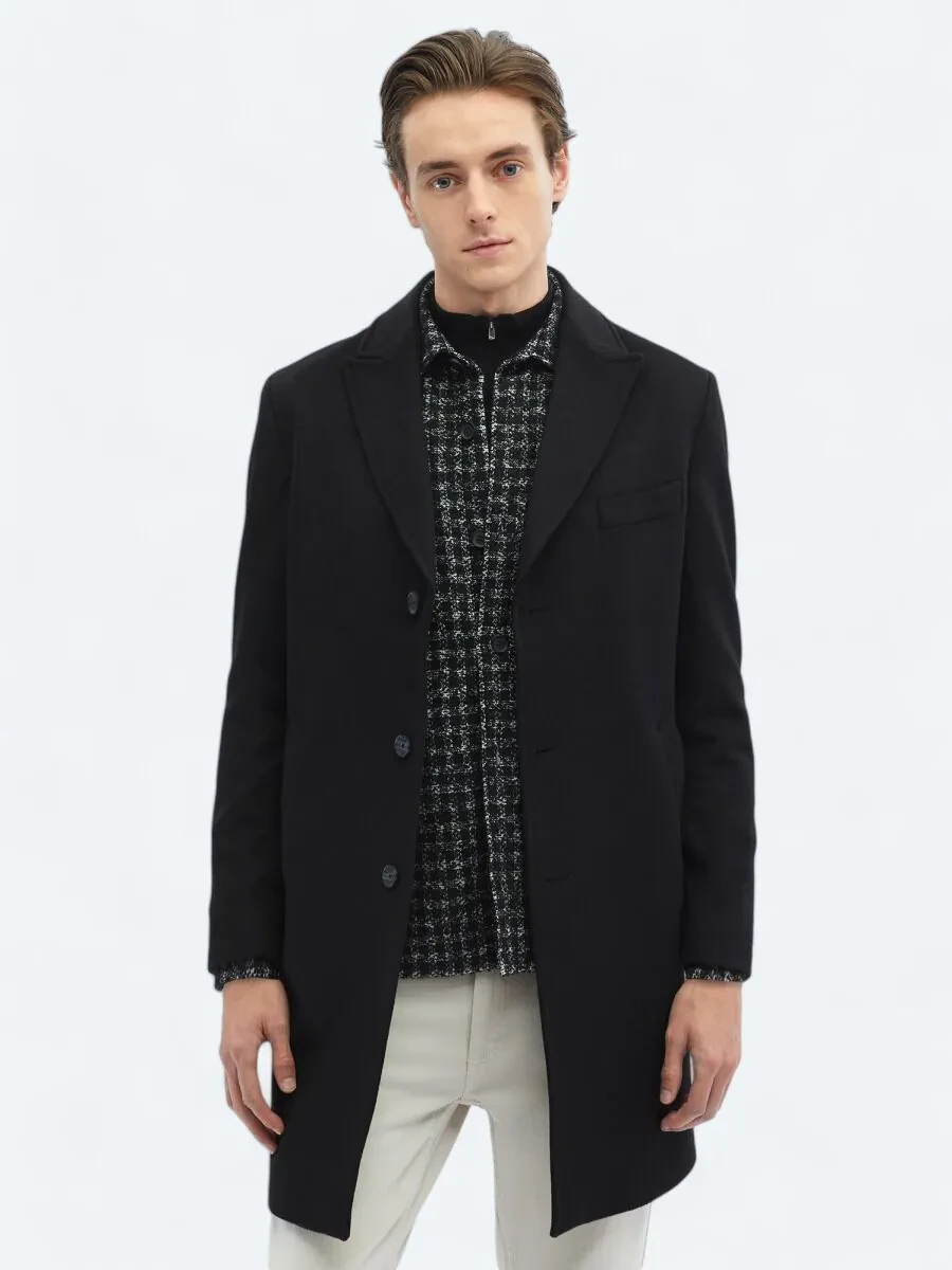Black Weaving Overcoat - 1