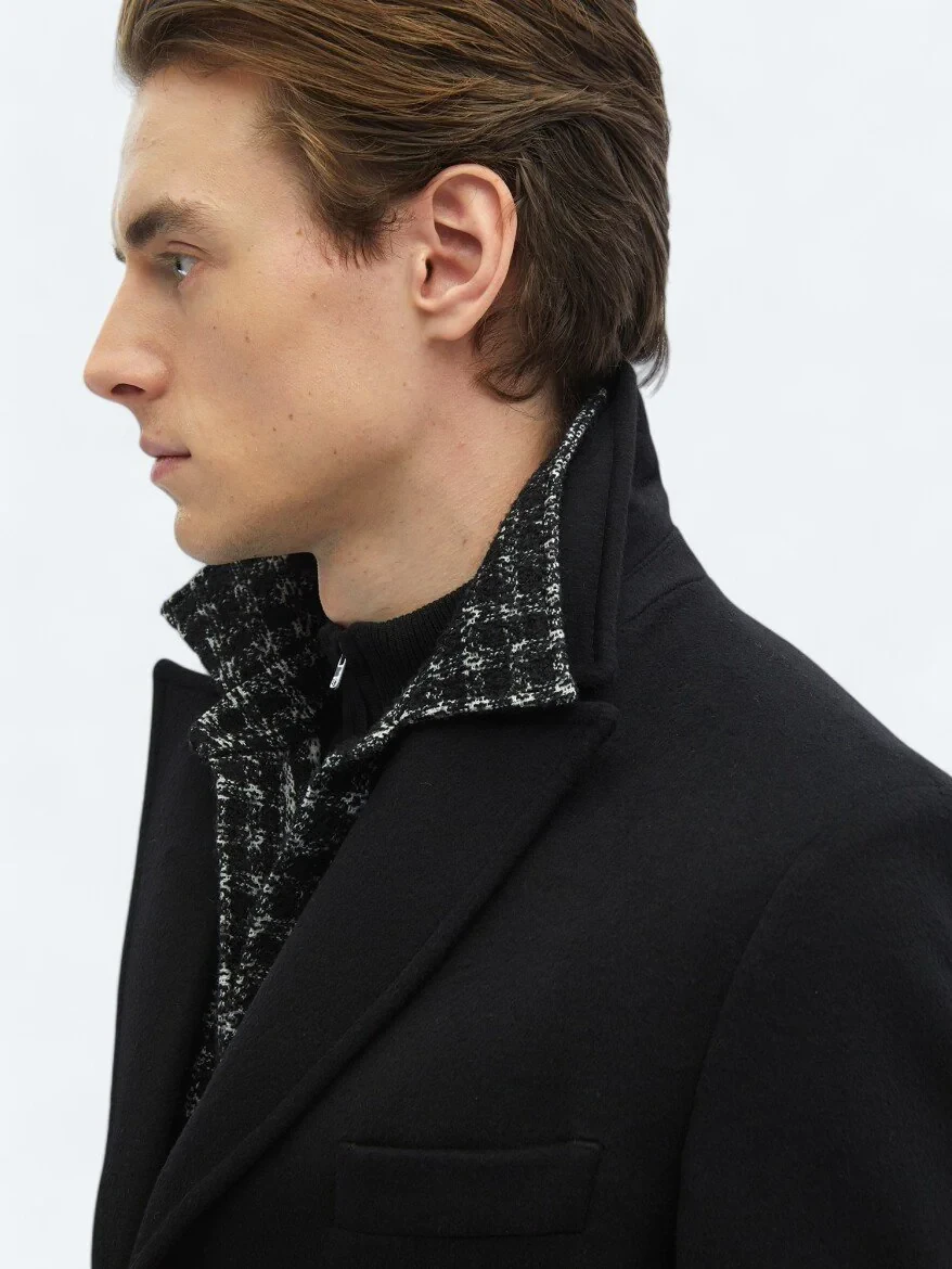 Black Weaving Overcoat - 7