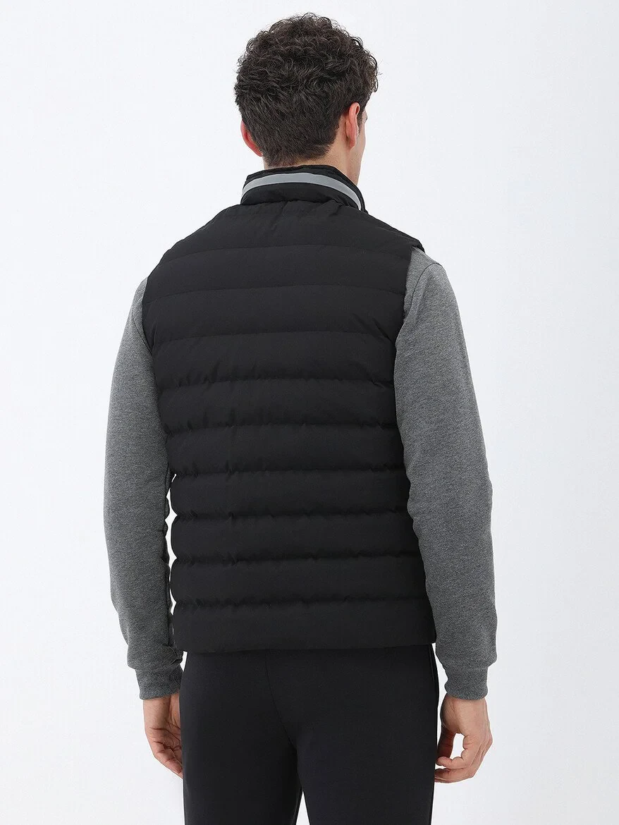 Black Weaving Puffer Vest - 5