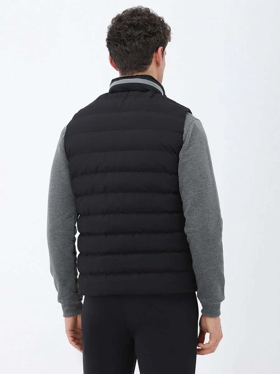 Black Weaving Puffer Vest - 5