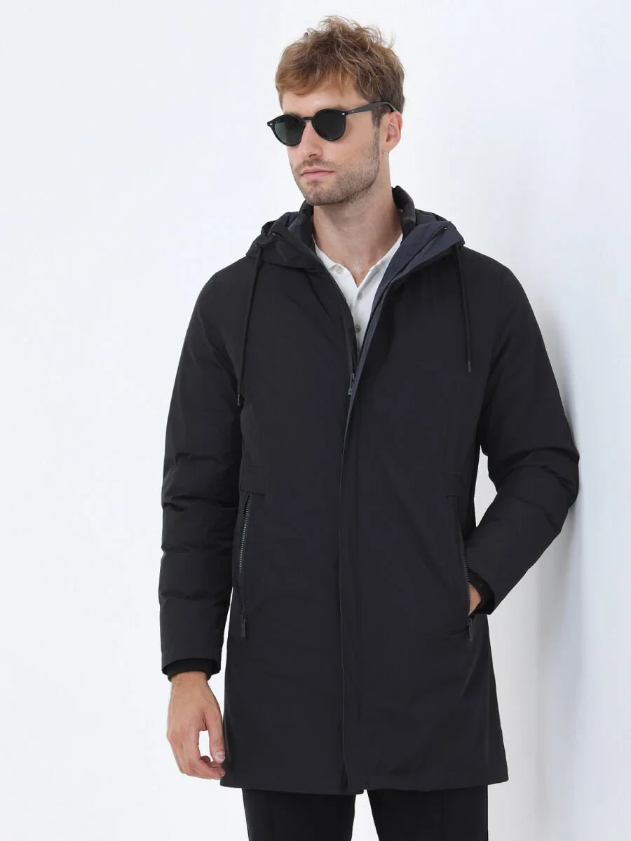 Black Weaving Rain Coat - 2