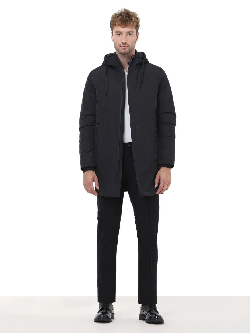Black Weaving Rain Coat - 4