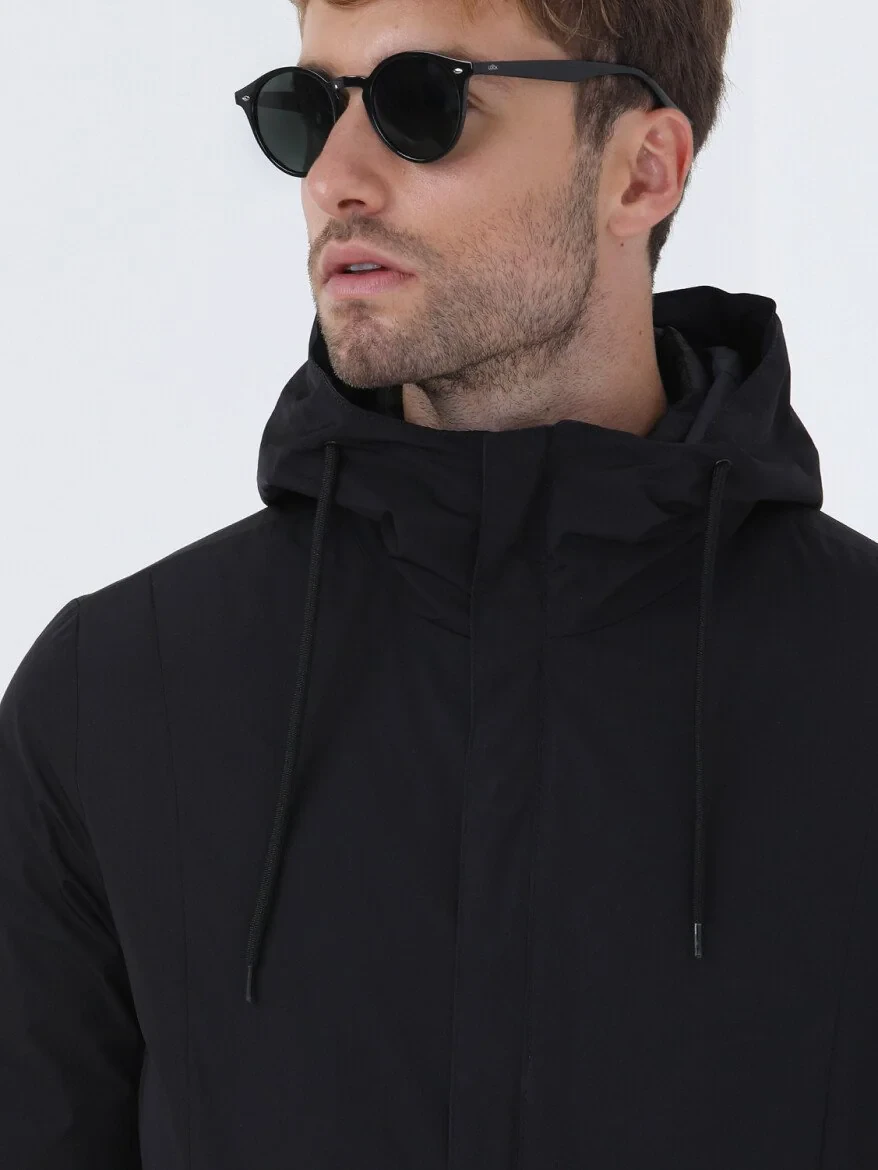 Black Weaving Rain Coat - 6