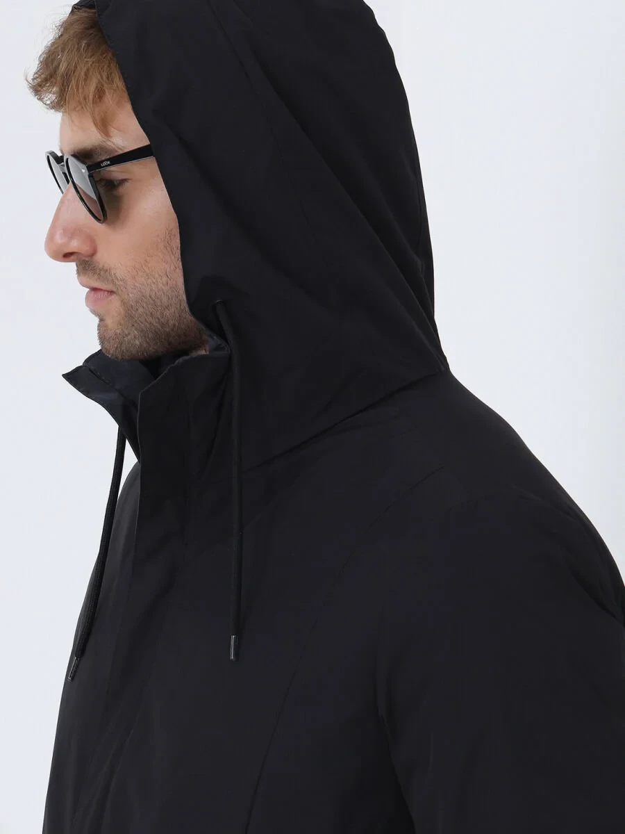 Black Weaving Rain Coat - 8