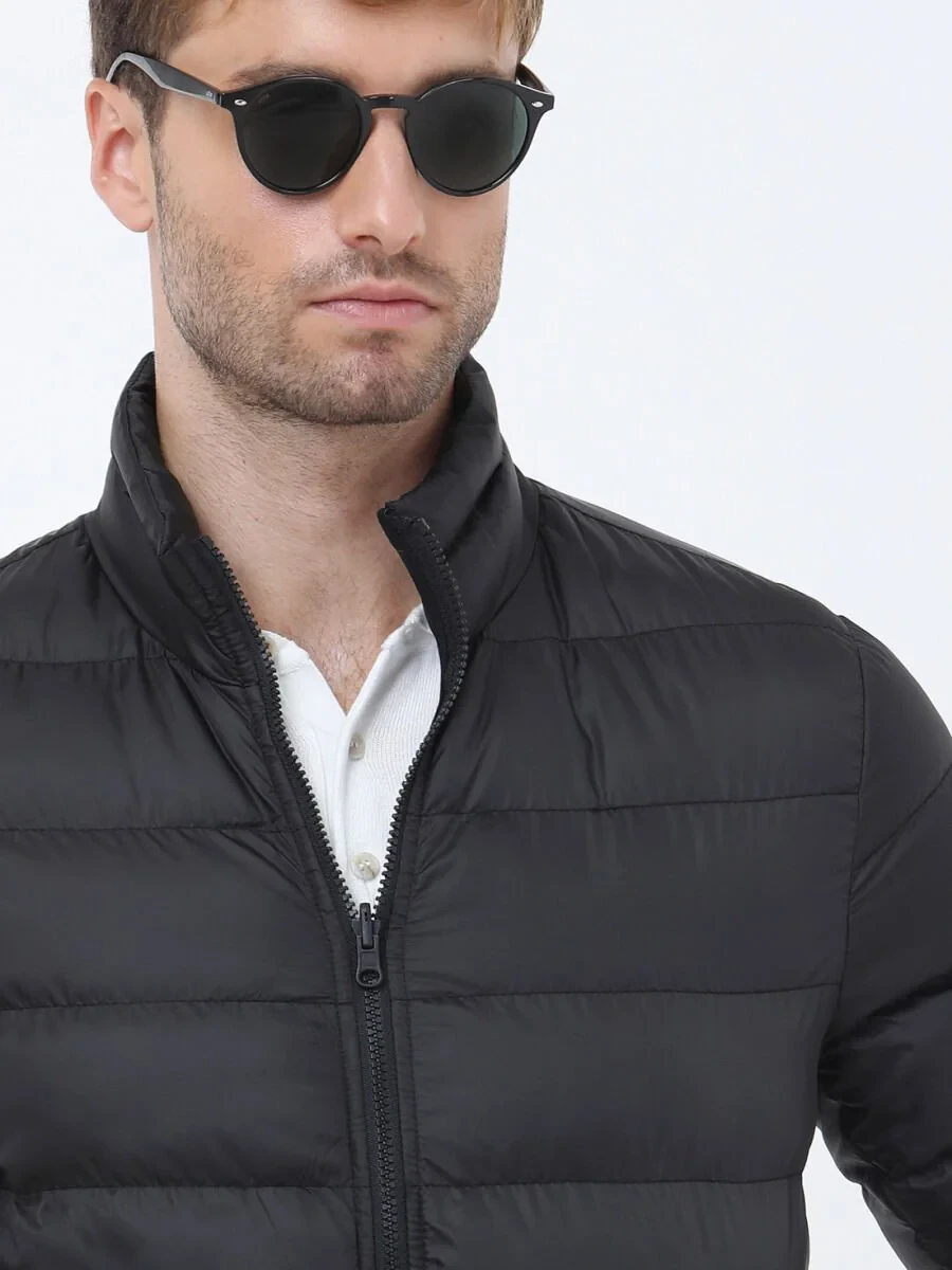 Black Weaving Rain Coat - 9