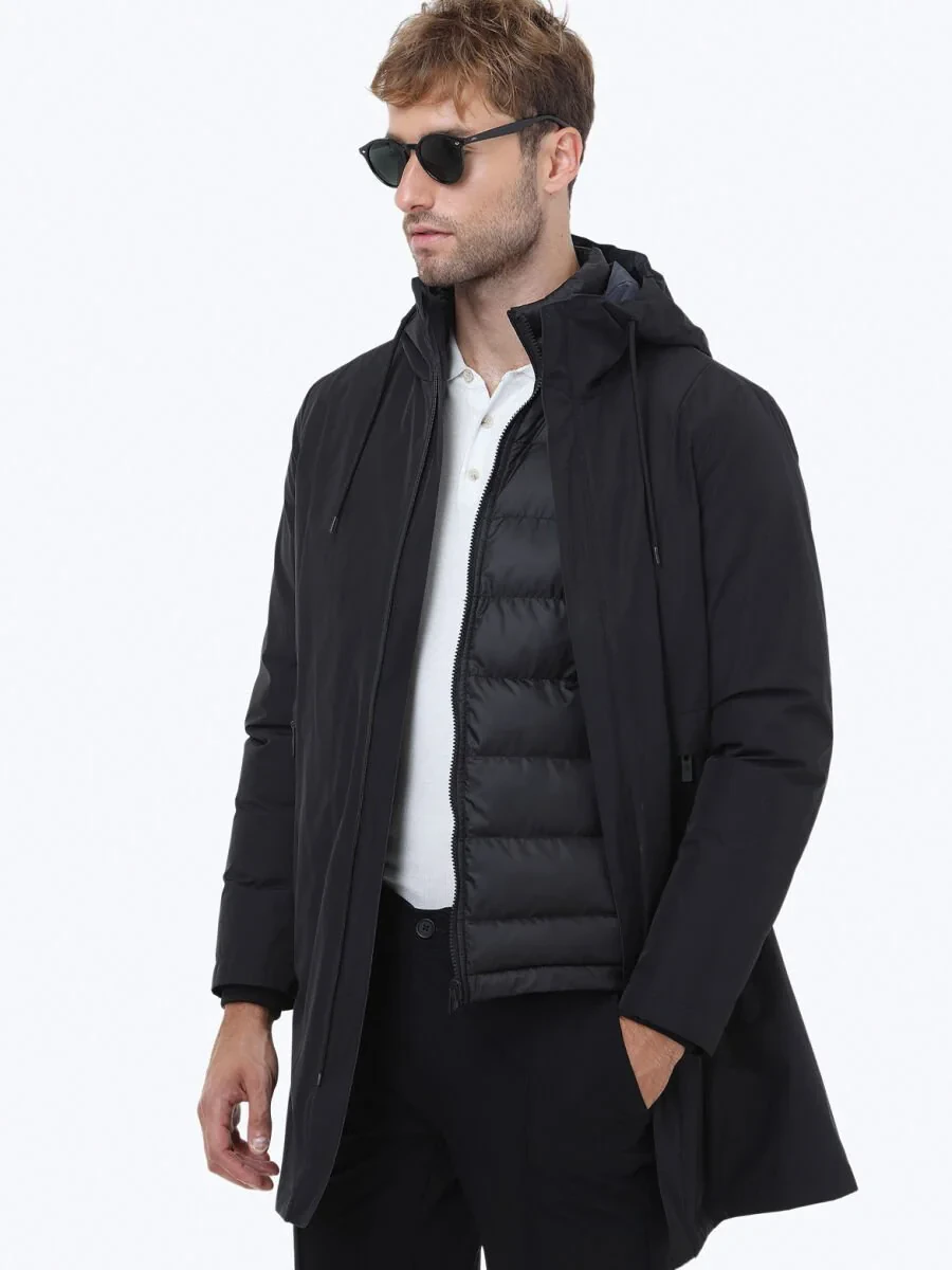 Black Weaving Rain Coat - 13