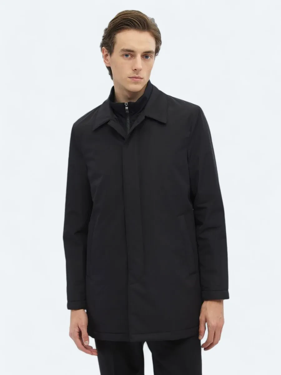 Black Weaving Rain Coat - 3