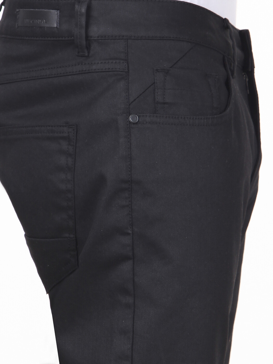 Black Weaving Regular Fit Casual Cotton Blended Trousers - 3