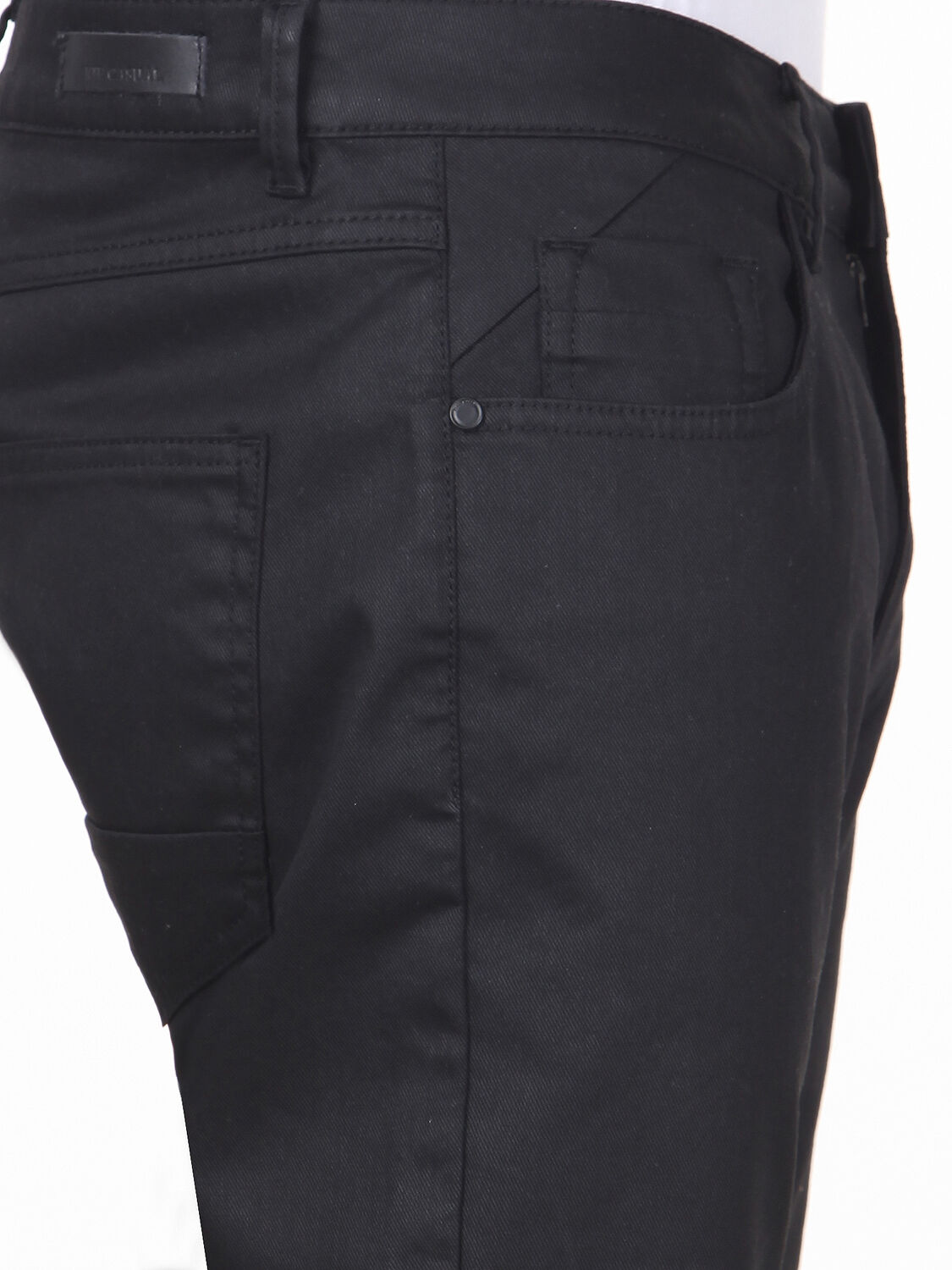 Black Weaving Regular Fit Casual Cotton Blended Trousers - 3