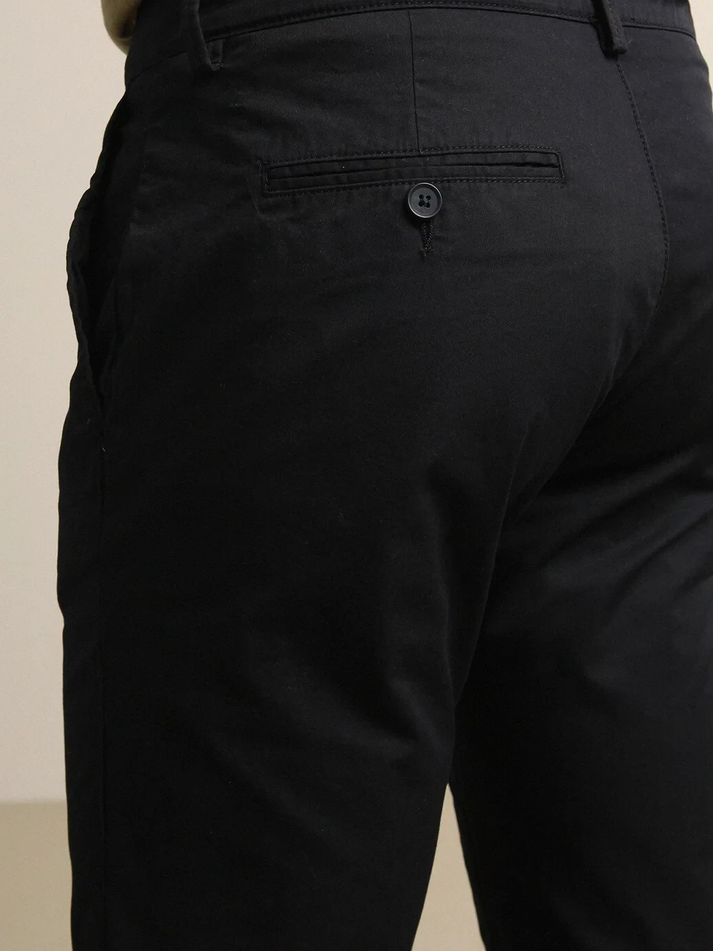 Black Weaving Regular Fit Casual Cotton Blended Trousers - 4