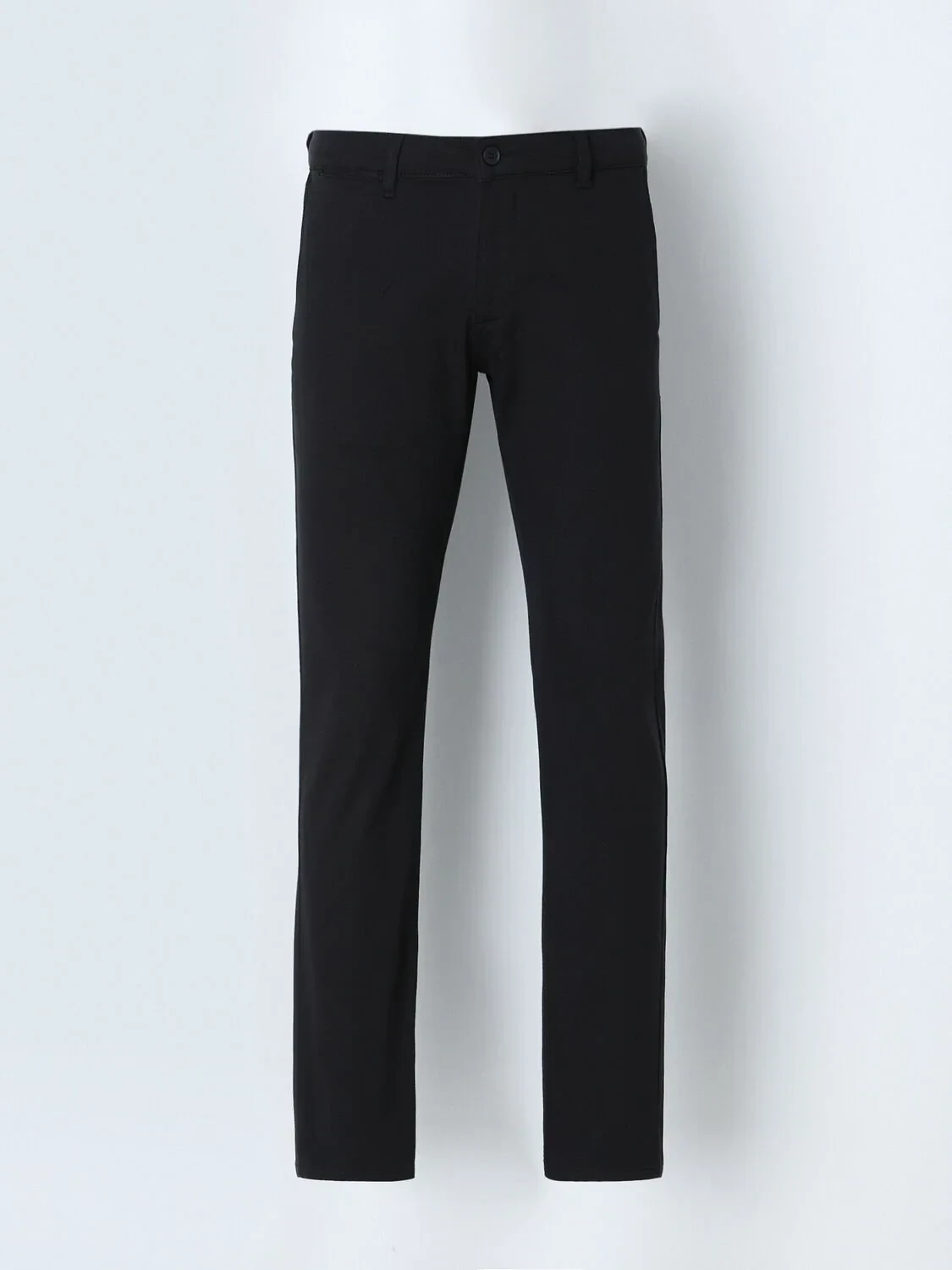 Black Weaving Regular Fit Casual Cotton Blended Trousers - 1