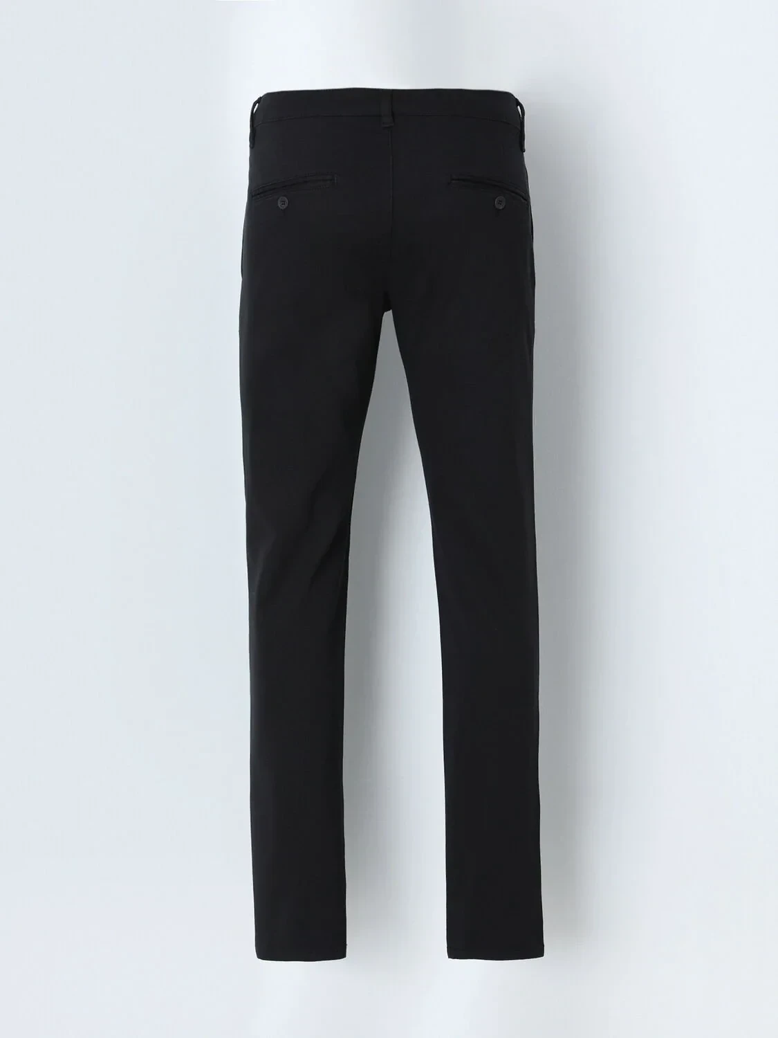 Black Weaving Regular Fit Casual Cotton Blended Trousers - 3