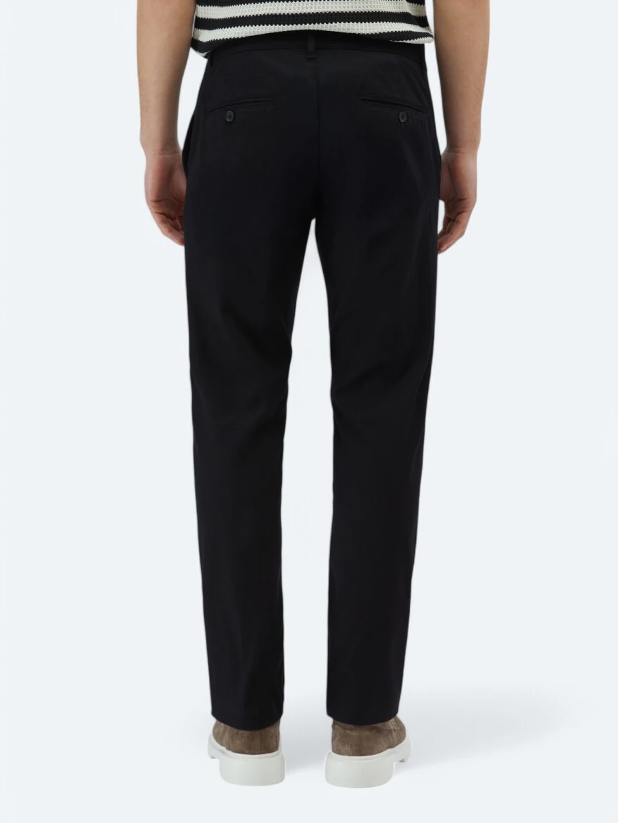 Black Weaving Regular Fit Casual Cotton Blended Trousers - 4