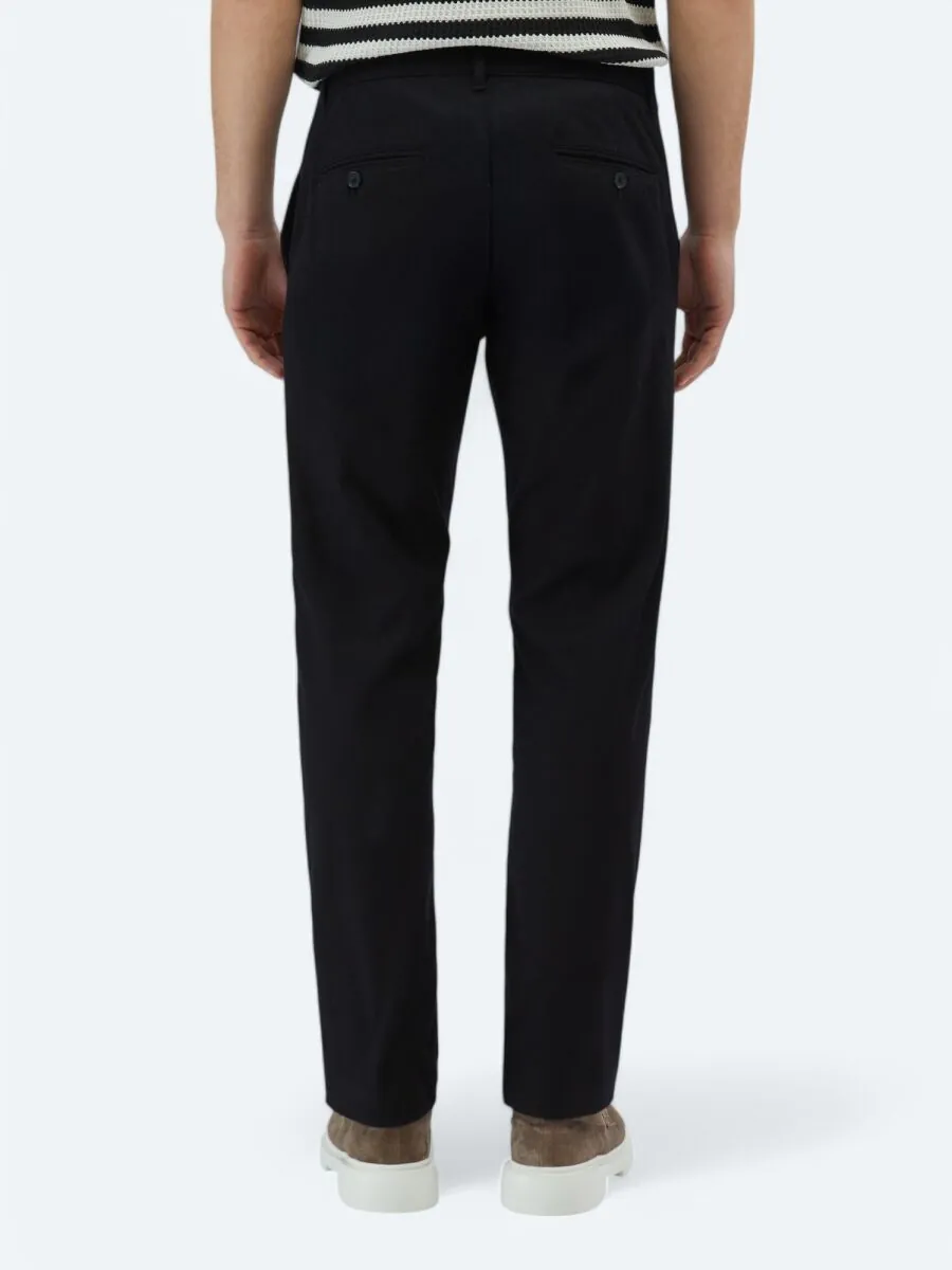 Black Weaving Regular Fit Casual Cotton Blended Trousers - 4