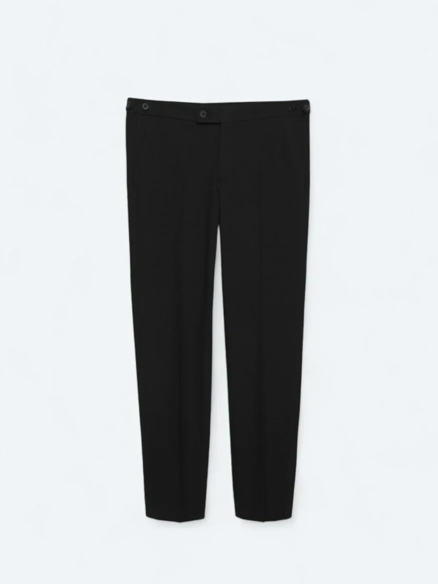 Black Weaving Regular Fit Casual Trousers - 6