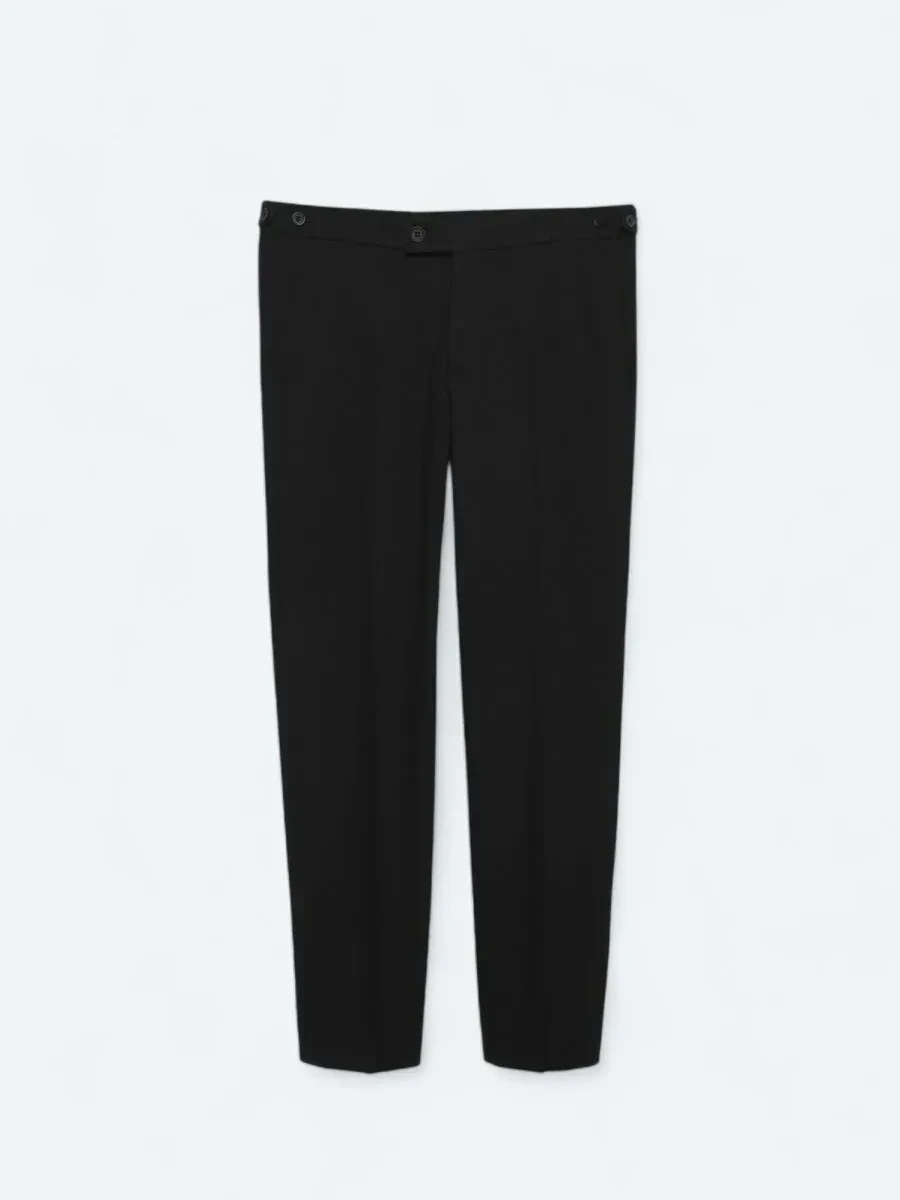 Black Weaving Regular Fit Casual Trousers - 6