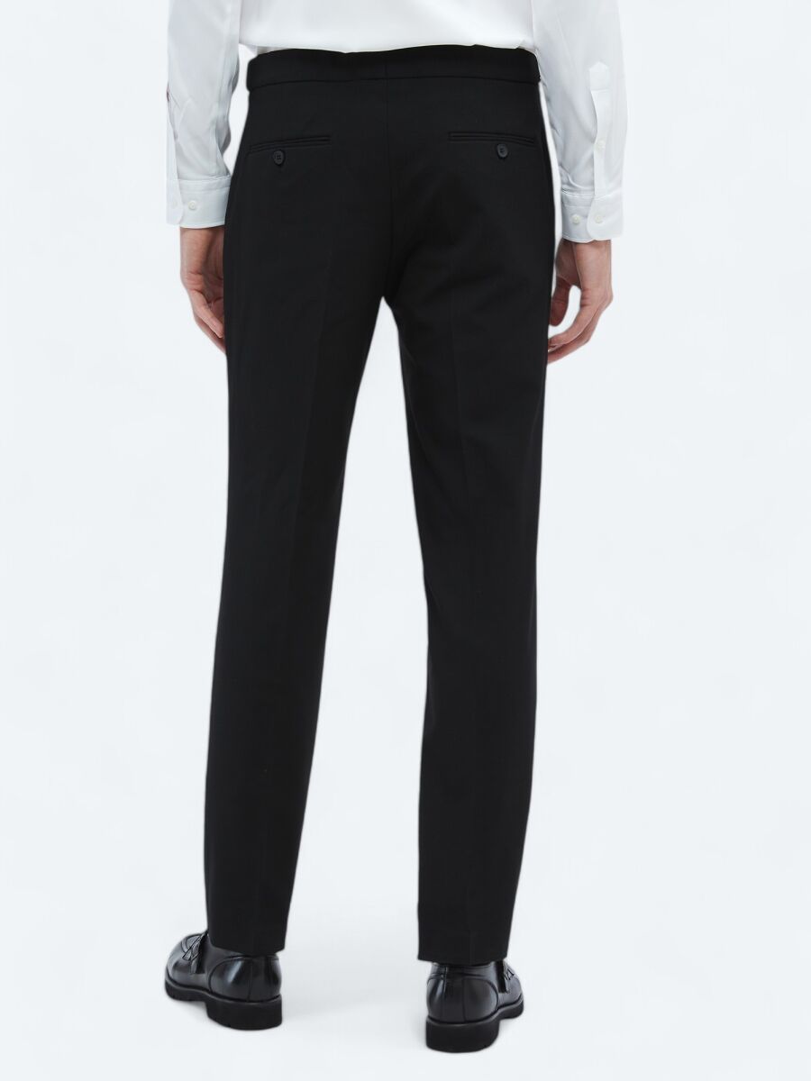 Black Weaving Regular Fit Casual Trousers - 5