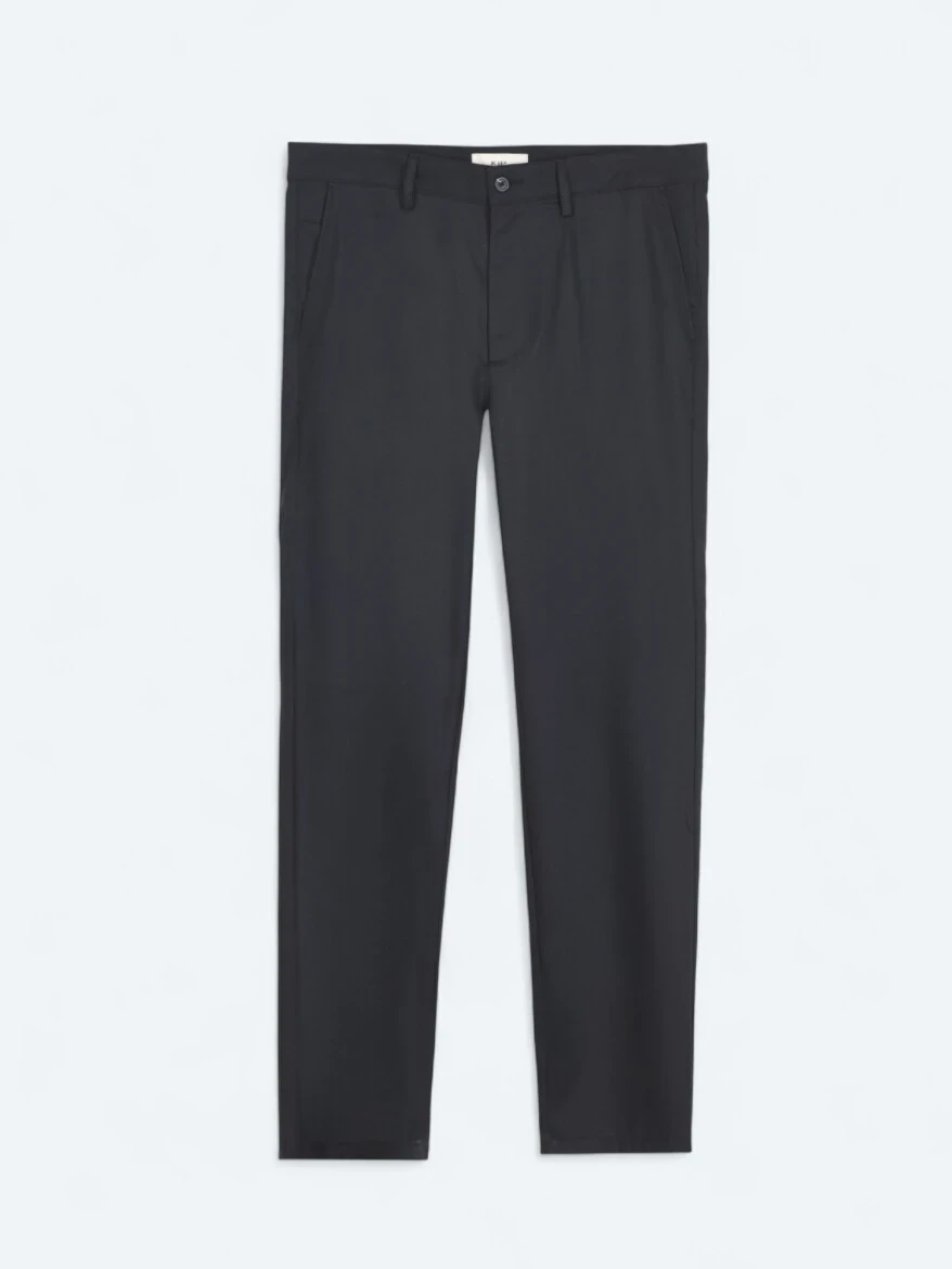 Black Weaving Regular Fit Casual Trousers - 1