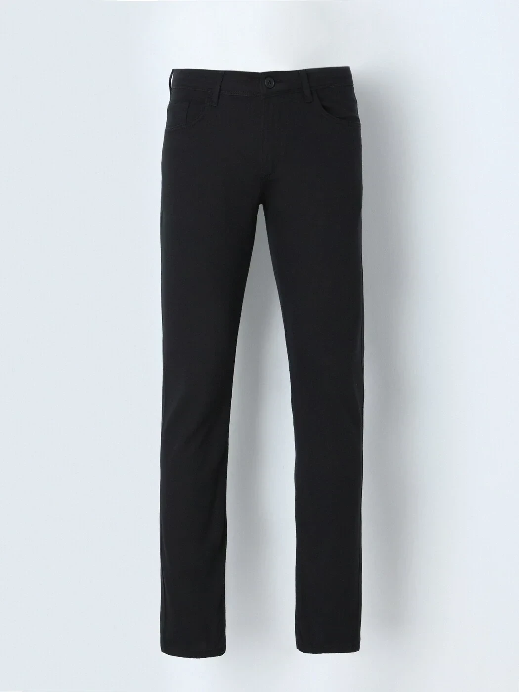 Black Weaving Slim Fit Casual Cotton Blended Trousers - 1