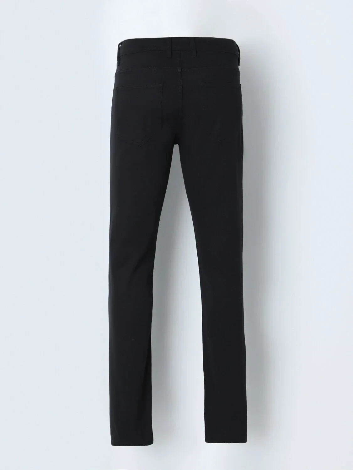 Black Weaving Slim Fit Casual Cotton Blended Trousers - 3