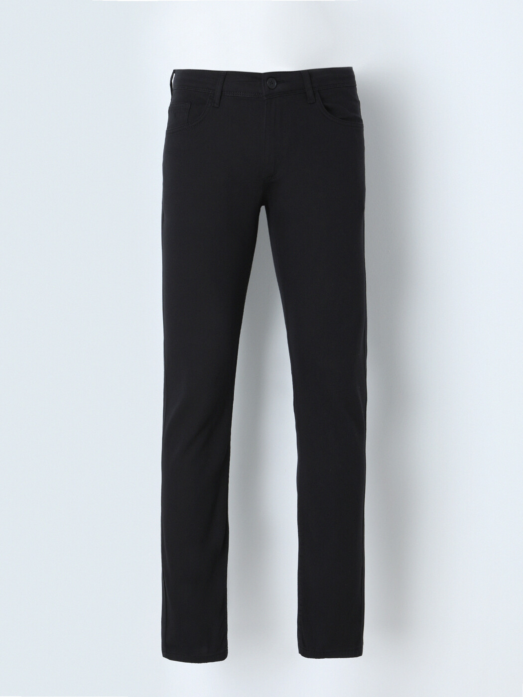 Black Weaving Slim Fit Casual Cotton Blended Trousers - 1