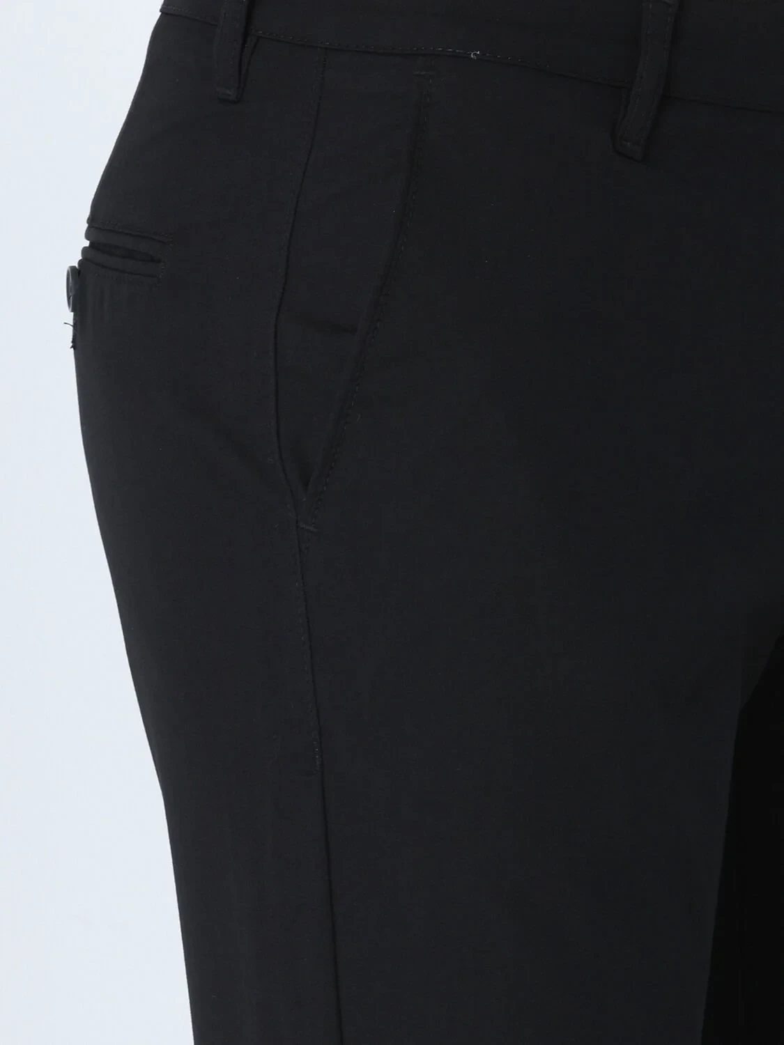 Black Weaving Slim Fit Casual Trousers - 2