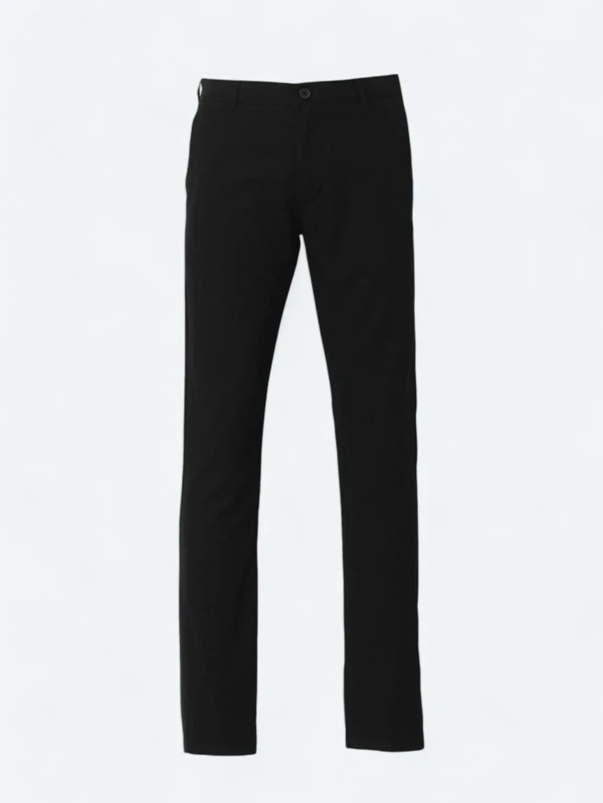 Black Weaving Slim Fit Casual Trousers - 5