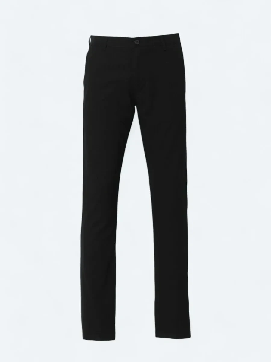 Black Weaving Slim Fit Casual Trousers - 5