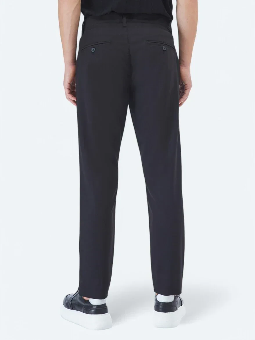 Black Weaving Slim Fit Casual Trousers 