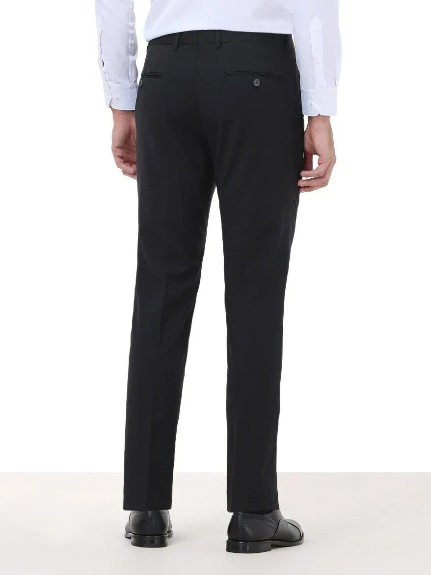 Black Weaving Slim Fit Classical Wool Blended Trousers 