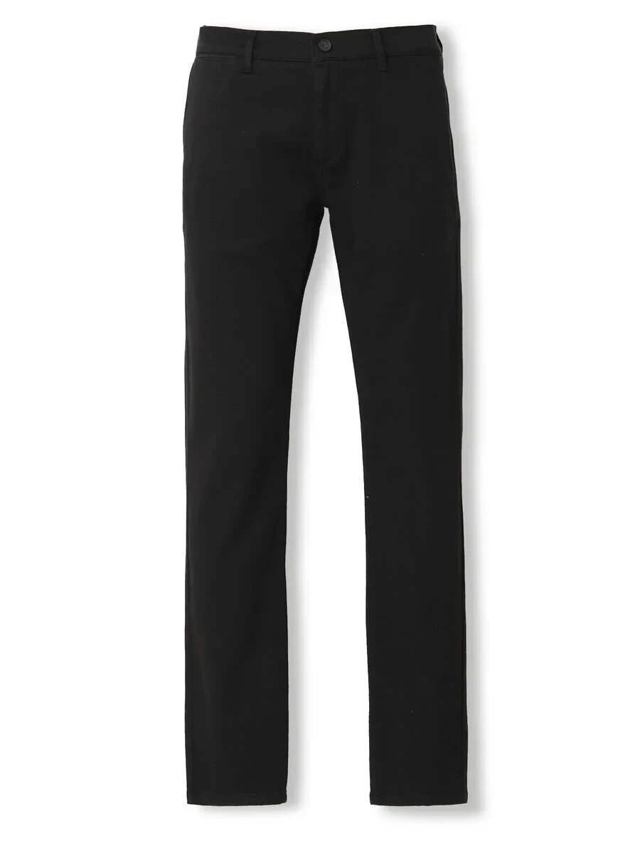 Black Weaving Slim Fit Smart Casual Cotton Blended Trousers - 6